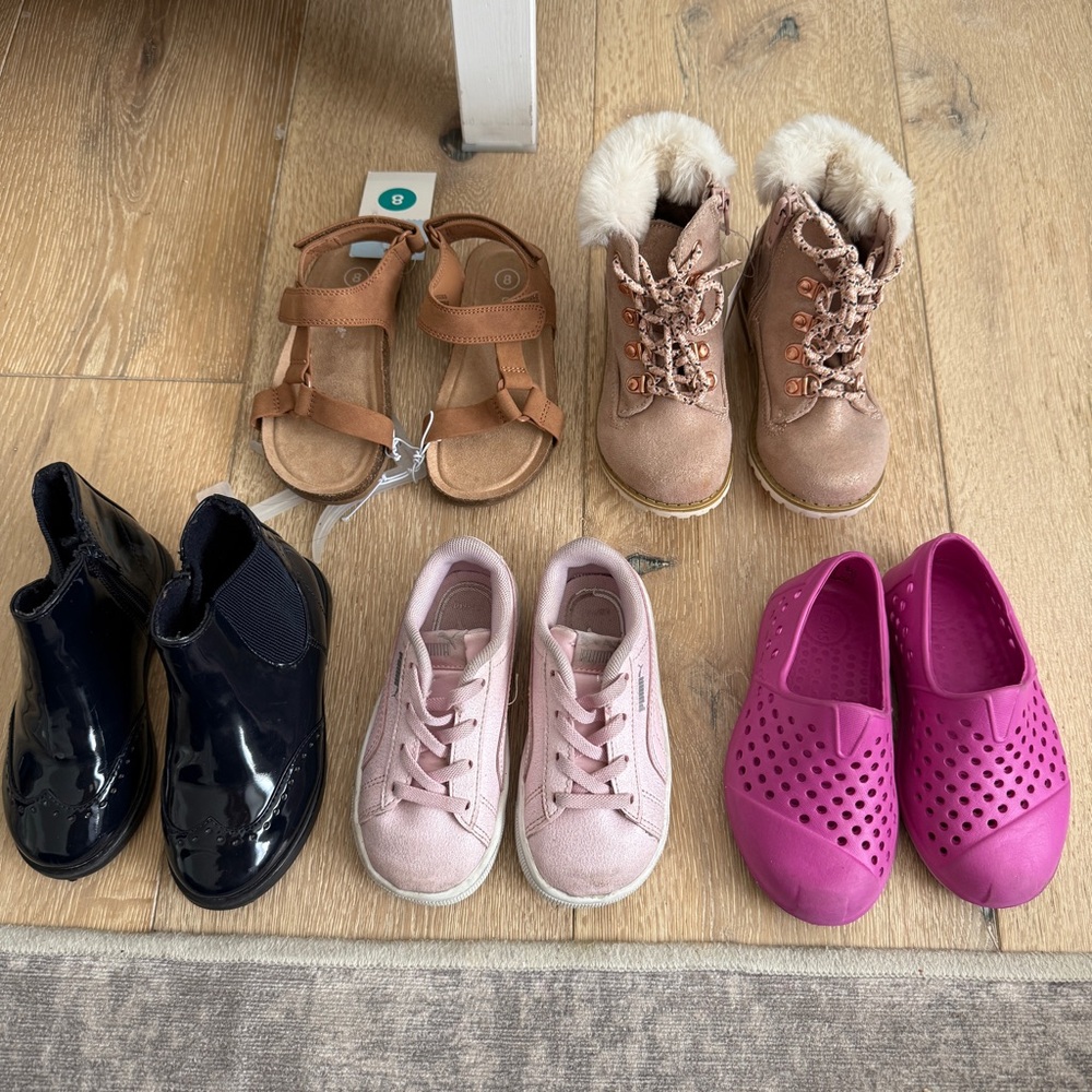 5 Pairs of Girl Shoes (Zara, Puma, Toms, Cat & Jack, Boots)